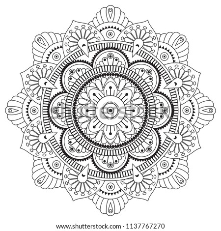 Black and white mandala vector isolated on white. Vector circular decorative element.