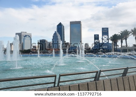 The Jacksonville skyline showcased with the Friendship Fountain