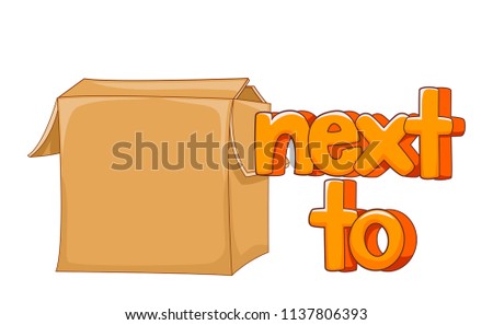 Illustration of a Box and a Next To Preposition as Part of English Lesson