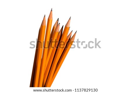 Graphic pencils on white background in group isolated