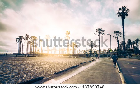 venice,california,usa. 05-23-17:  skate park  in Venice beach on a sunny day.