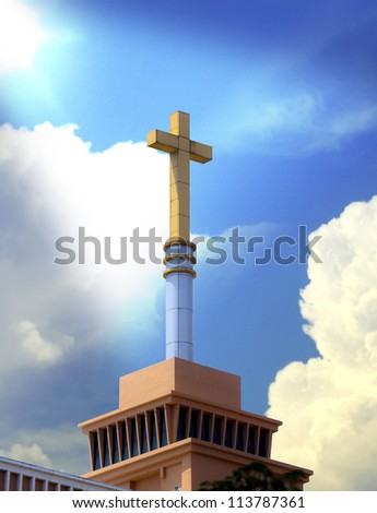 Cross against blue sky