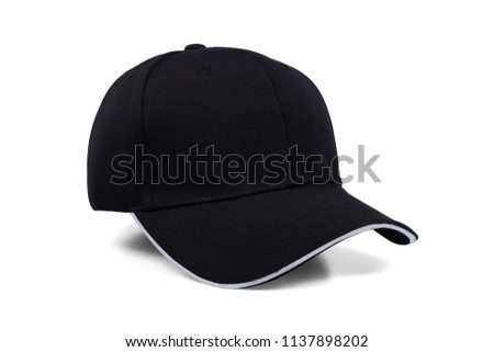 Baseball  black cap isolated on white background. Front and side view. Royalty-Free Stock Photo #1137898202