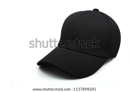 Baseball  black cap isolated on white background. Front and side view. Royalty-Free Stock Photo #1137898205