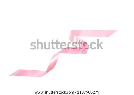 pink ribbon for decor card or present product concept isolated background.