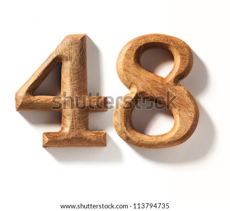 Wooden numeric with drop shadow on isolated white background