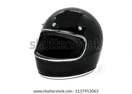 Black motorcycle helmet isolated in white background