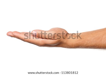 Man hand sign isolated on white background Royalty-Free Stock Photo #113801812