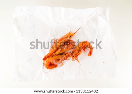 Photo picture of some fresh shrimps prawns fish food