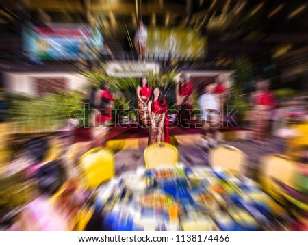 The employee Show party in the night outside the outdoors. Blurred abstract image.