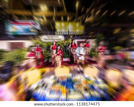 The employee Show party in the night outside the outdoors. Blurred abstract image.