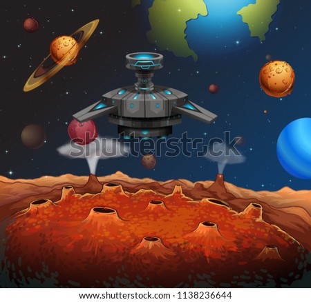 UFO in the space illustration