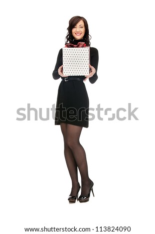 bright picture of happy woman with gift box ......