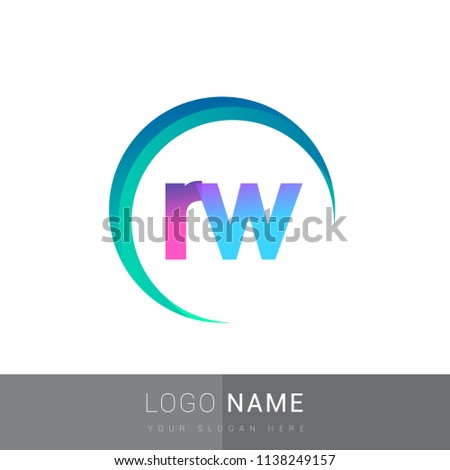 initial letter RW logotype company name, coloreful and swoosh design. vector logo for business and company identity.
