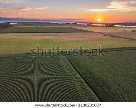 Beautiful Farm Landscape and Sunset