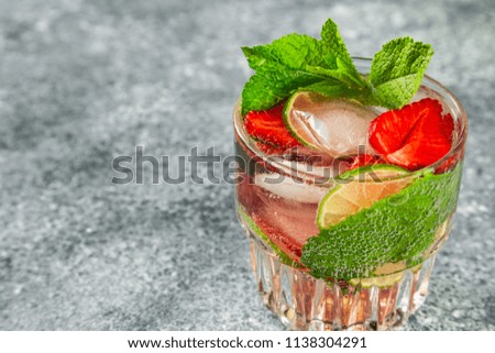 A beautiful refreshing drink. Strawberry Mojito.