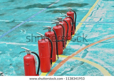 Fire extinguisher on the floor for fire control training