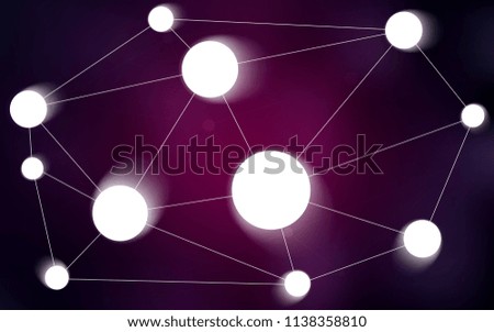 Dark Purple vector background with bubbles, lines. Illustration with set of colorful abstract circles and lines. Completely new template for your brand book.