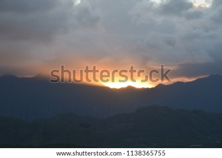Sunset Over Mountain