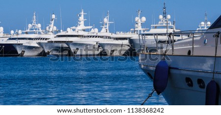 Picture of yachts in port of Cannes old city at the French Riviera, France, Europe