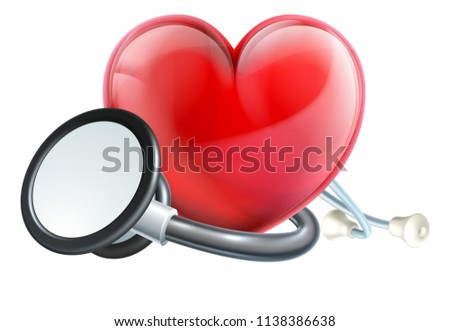 A medical doctors stethoscope and a heart shape icon 
