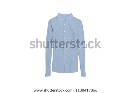 Blue shirt on a white background. Isolate. Fashionable concept