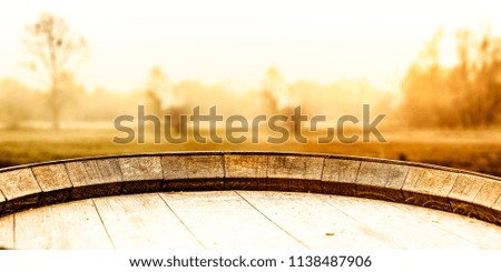 Table background and autumn time. Free space for your decoration. 