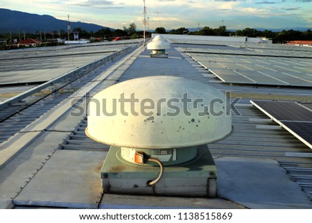 Electric Roof Ventilator installed on metal sheet roof