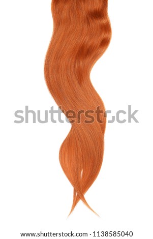 Long red hair, isolated over white background