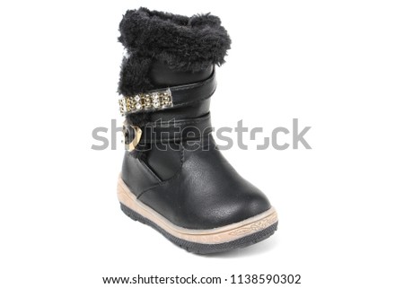Winter boot's shoe for kid on white background