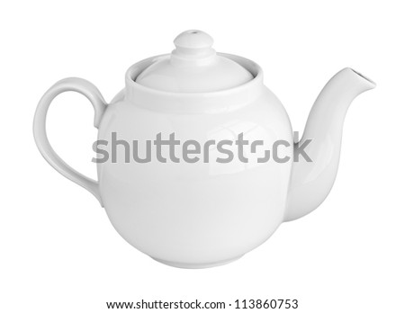 White China Teapot Isolated on White Background