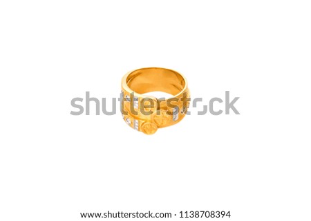 gold ring with diamonds on white background