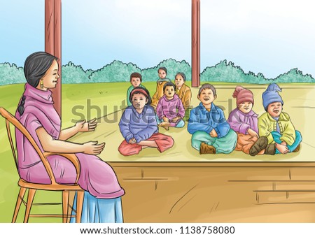 Teacher teaching illustration