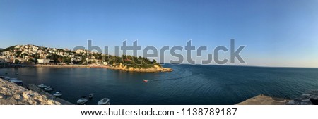 Travel panoramic photography of place Ulcinj, Montenegro, July 2018