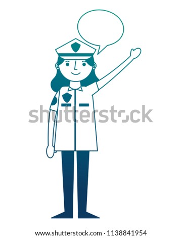 woman police officer in uniform character speech bubble