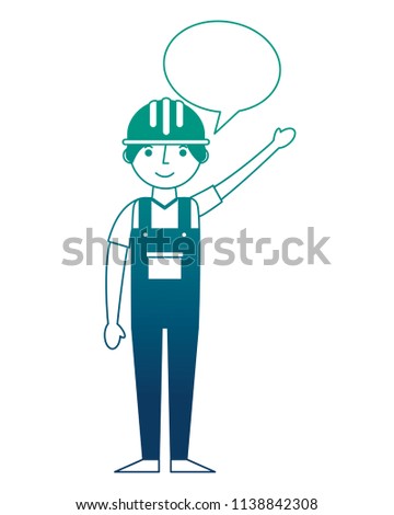 worker contruction in overalls speech bubble