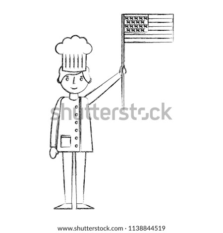 chef man professional holding american flag labor day
