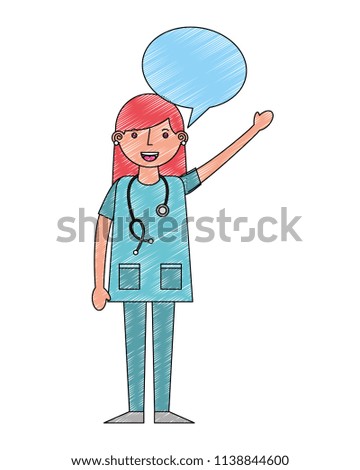 woman doctor in uniform with stethoscope speech bubble