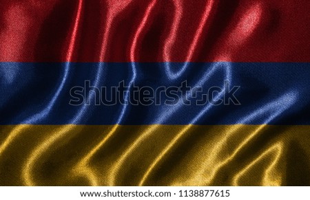 Armenia flag - Fabric flag of Armenia country, Background and wallpaper of waving flag by textile.