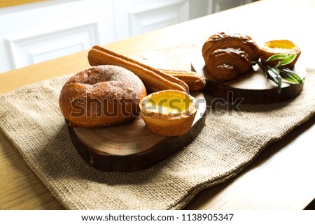 Breakfast with bakery goods