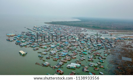 Kompong Luong Floating Village, Cambodia. Also called Kampong or Krakor floating village, this is the most preserved Asian floating village in the world; the Asian Venice