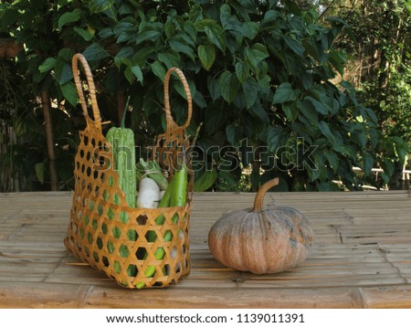 Bamboo basket for carrying vegetables