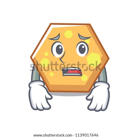 Afraid hexagon mascot cartoon style