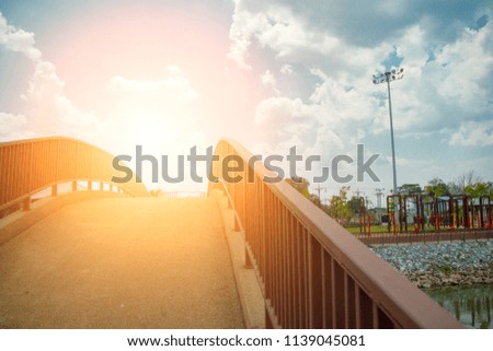 Bridge and sunset , Bridge and sunset in the park.