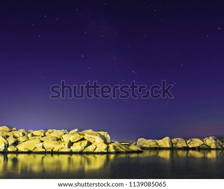 starry sky on a summer night at the sea in Calabria