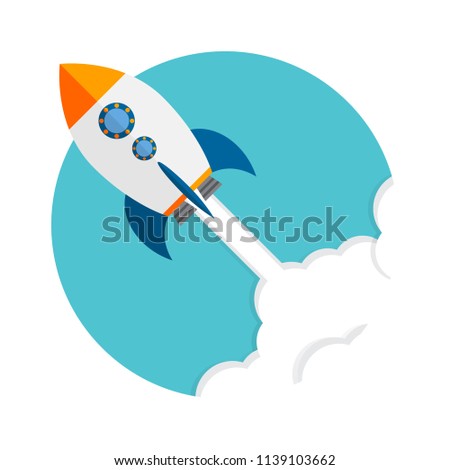 Rocket. Rocket launch, business startup banner concept, flat style vector illustration