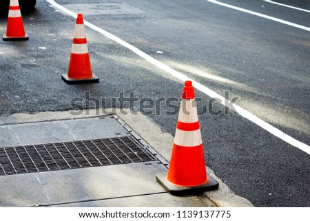 Traffic cones in NYC street