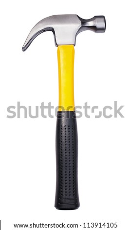 yellow hammer on white background Royalty-Free Stock Photo #113914105