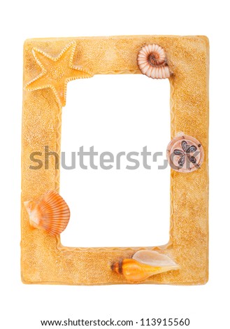 Frame with starfish and shells