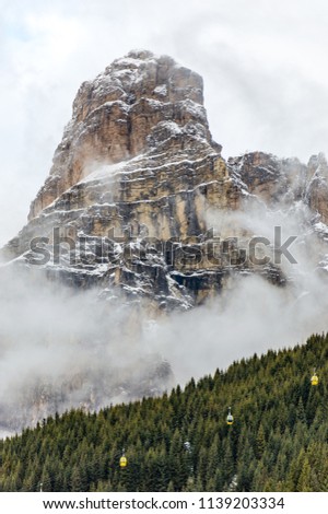 Beautiful view in the alpine village of Corvara, surrounded by Dolomites. Alta Badia is the highest part of the Badia Valley in the Trentino Alto Adige